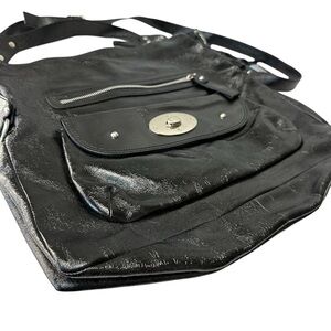 Blaser Designer Black Patent Leather Large Hobo Shoulder Bag Crossbody
